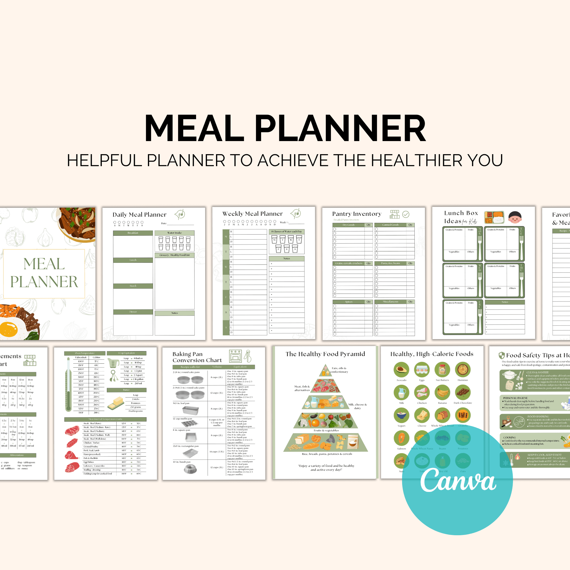 Cookbook Template, Canva Recipe Book Template, Editable Ebook, Recipe Card,  Binder, Box, Meal Planner, Family Cooking , Recipe Page Workbook 